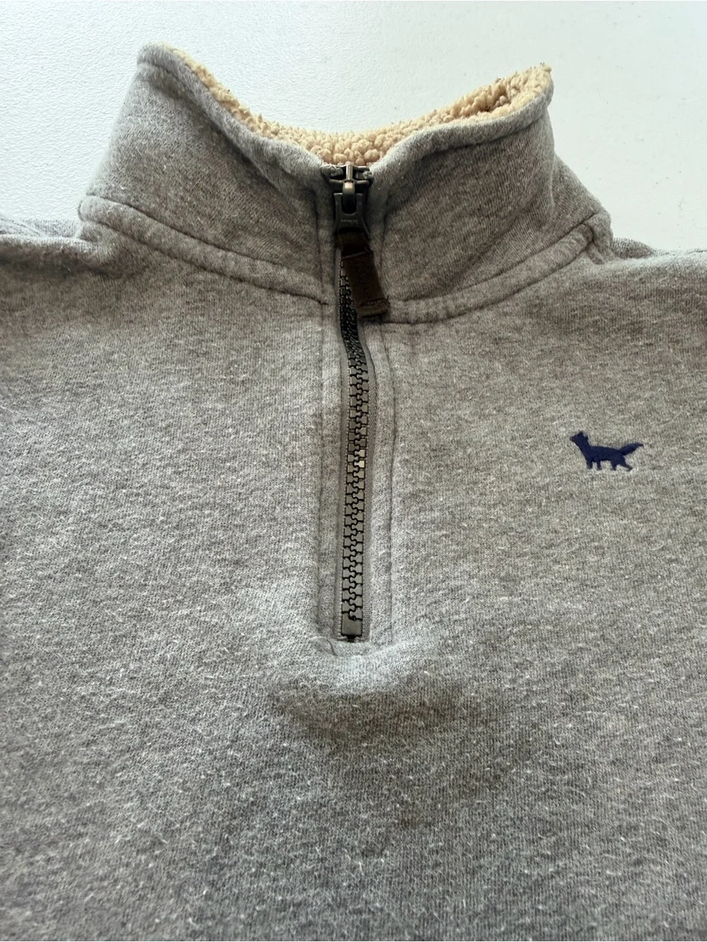 Carter's Gray Long-Sleeve Quarter-Zip Top with Tan Sherpa Collar